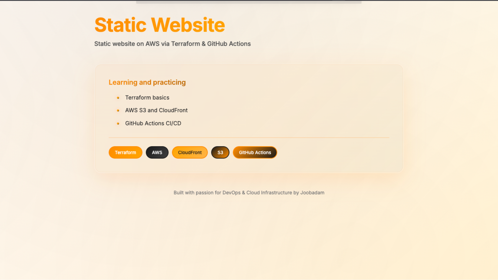 Static site UI
